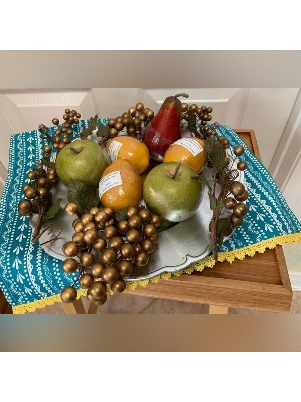 PIER 1 faux floral fruit bundle decor dining craft apple pear grapes lemons - Picture 2 of 11